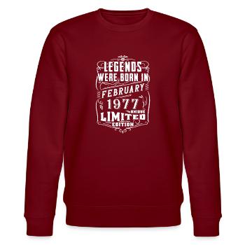 Geburtstag Februar 1977 Jahr Limited Edition - Stanley/Stella Unisex Bio-Sweatshirt CHANGER  - Burgunderrot - Vorne - Nik (191cm) & Marisol (170cm)