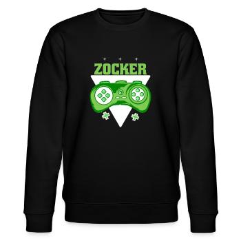 Zocker Controller Gaming Gamer Geschenk Spruch - Stanley/Stella Unisex Bio-Sweatshirt CHANGER  - Schwarz - Vorne - Nik (191cm) & Marisol (170cm)