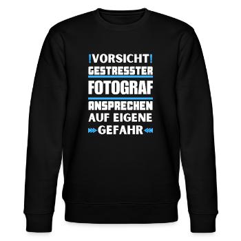 Don't approach stressed photographer! - Stanley/Stella CHANGER Unisex Organic Sweatshirt - black - Front - Nik (191cm) & Marisol (170cm)