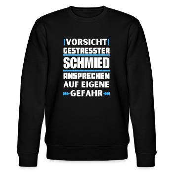 Gestresster Schmied nicht ansprechen! - Stanley/Stella Unisex Bio-Sweatshirt CHANGER  - Schwarz - Vorne - Nik (191cm) & Marisol (170cm)