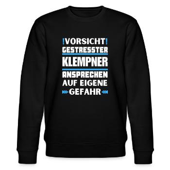 Gestresster Klempner nicht ansprechen! - Stanley/Stella Unisex Bio-Sweatshirt CHANGER  - Schwarz - Vorne - Nik (191cm) & Marisol (170cm)
