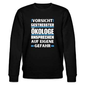 Don't talk to stressed ecologists! - Stanley/Stella CHANGER Unisex Organic Sweatshirt - black - Front - Nik (191cm) & Marisol (170cm)