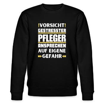 Don't talk to a stressed caregiver! - Stanley/Stella CHANGER Unisex Organic Sweatshirt - black - Front - Nik (191cm) & Marisol (170cm)