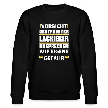Gestresster Lackierer nicht ansprechen! - Stanley/Stella Unisex Bio-Sweatshirt CHANGER  - Schwarz - Vorne - Nik (191cm) & Marisol (170cm)