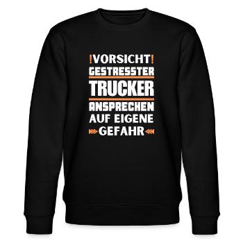 Gestresster Trucker nicht ansprechen! - Stanley/Stella Unisex Bio-Sweatshirt CHANGER  - Schwarz - Vorne - Nik (191cm) & Marisol (170cm)