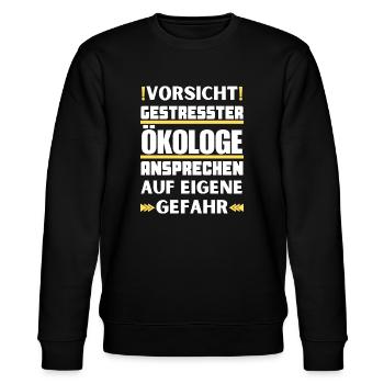 Don't talk to stressed ecologists! - Stanley/Stella CHANGER Unisex Organic Sweatshirt - black - Front - Nik (191cm) & Marisol (170cm)