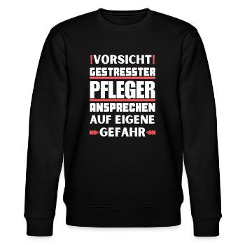 Gestresster Pfleger nicht ansprechen! - Stanley/Stella Unisex Bio-Sweatshirt CHANGER  - Schwarz - Vorne - Nik (191cm) & Marisol (170cm)