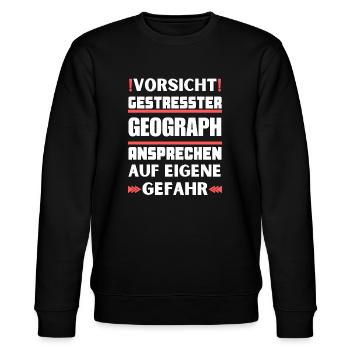 Gestresster Geograph nicht ansprechen! - Stanley/Stella Unisex Bio-Sweatshirt CHANGER  - Schwarz - Vorne - Nik (191cm) & Marisol (170cm)