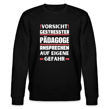 Don't talk to stressed educators! - Stanley/Stella CHANGER Unisex Organic Sweatshirt - black - Front - Nik (191cm) & Marisol (170cm)