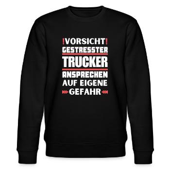 Gestresster Trucker nicht ansprechen! - Stanley/Stella Unisex Bio-Sweatshirt CHANGER  - Schwarz - Vorne - Nik (191cm) & Marisol (170cm)