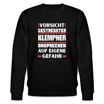 Gestresster Klempner nicht ansprechen! - Stanley/Stella Unisex Bio-Sweatshirt CHANGER  - Schwarz - Vorne - Nik (191cm) & Marisol (170cm)