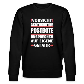 Gestresster Postbote nicht ansprechen! - Stanley/Stella Unisex Bio-Sweatshirt CHANGER  - Schwarz - Vorne - Nik (191cm) & Marisol (170cm)