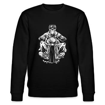 Biker skull on motorcycle - Stanley/Stella CHANGER Unisex Organic Sweatshirt - black - Front - Nik (191cm) & Marisol (170cm)