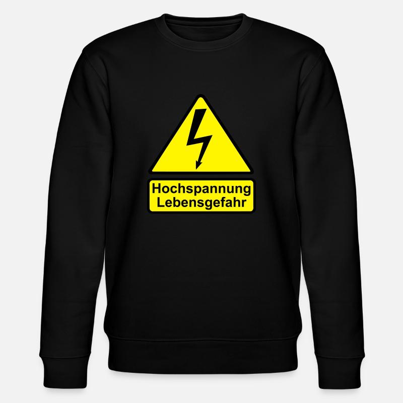 Schild Hochspannung Lebensgefahr - Stanley/Stella Unisex Bio-Sweatshirt CHANGER  - Schwarz