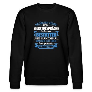 BESTATTER - KOMPETENTE BERATUNG - Stanley/Stella Unisex Bio-Sweatshirt CHANGER  - Schwarz - Vorne - Nik (191cm) & Marisol (170cm)