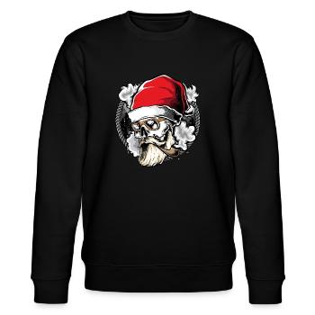 Weihnachten Weihnachtsmann Totenkopf Geschenk - Stanley/Stella Unisex Bio-Sweatshirt CHANGER  - Schwarz - Vorne - Nik (191cm) & Marisol (170cm)