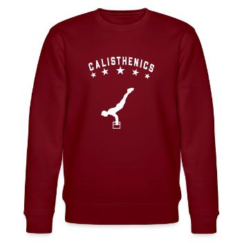Calisthenics Street Workout Planche Pull-ups Dips - Stanley/Stella CHANGER Unisex Organic Sweatshirt - burgundy - Front - Nik (191cm) & Marisol (170cm)