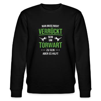 Torwart Fußball - Stanley/Stella Unisex Bio-Sweatshirt CHANGER  - Schwarz - Vorne - Nik (191cm) & Marisol (170cm)