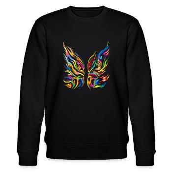Schmetterling - Free your mind by Inart - Stanley/Stella Unisex Bio-Sweatshirt CHANGER  - Schwarz - Vorne - Nik (191cm) & Marisol (170cm)