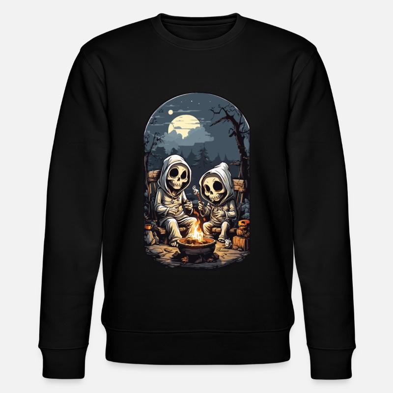 Funny Skeletons Halloween Campfire Party - Stanley/Stella CHANGER Unisex Organic Sweatshirt - black