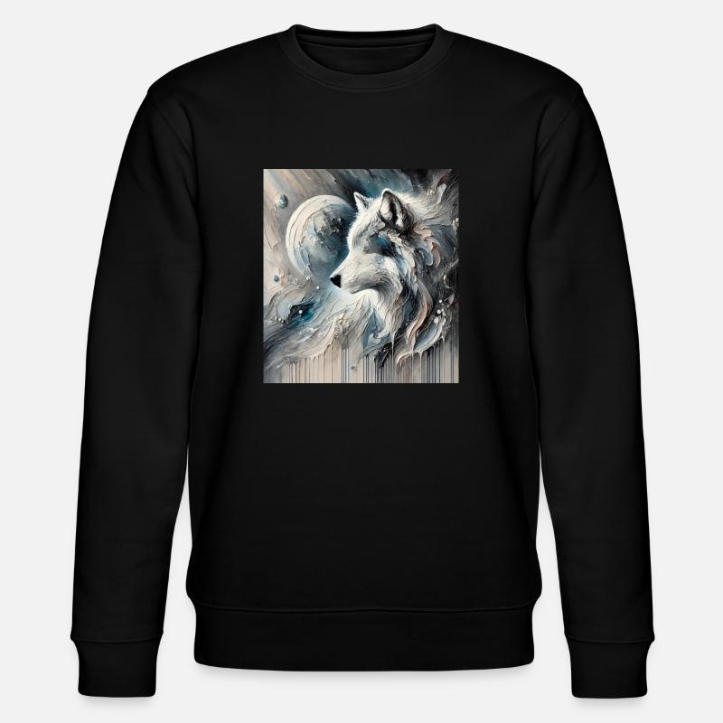 Abstract Wolf - Stanley/Stella CHANGER Unisex Organic Sweatshirt - black