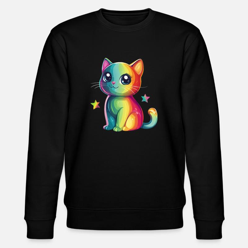 Süße Regenbogen Katze - Stanley/Stella Unisex Bio-Sweatshirt CHANGER  - Schwarz