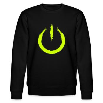 Power on switch on Turn off icon - Stanley/Stella CHANGER Unisex Organic Sweatshirt - black - Front - Nik (191cm) & Marisol (170cm)