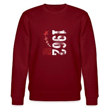 1962 born - Stanley/Stella CHANGER Unisex Organic Sweatshirt - burgundy - Front - Nik (191cm) & Marisol (170cm)