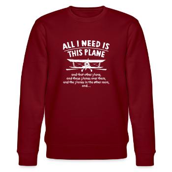 Airplane - Stanley/Stella Unisex Bio-Sweatshirt CHANGER  - Burgunderrot - Vorne - Nik (191cm) & Marisol (170cm)