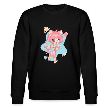 Fille chibi kawaii oreilles de chat - Sweat bio CHANGER Stanley/Stella Unisexe - noir - Devant - Nik (191cm) & Marisol (170cm)