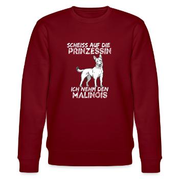 Scheiss auf die Prinzessin ich nehm den Malinois - Stanley/Stella Unisex Bio-Sweatshirt CHANGER  - Burgunderrot - Vorne - Nik (191cm) & Marisol (170cm)