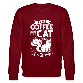 Cafetière Chat Machine Chaton Tasse Grains - Sweat bio CHANGER Stanley/Stella Unisexe - bordeaux - Devant - Nik (191cm) & Marisol (170cm)