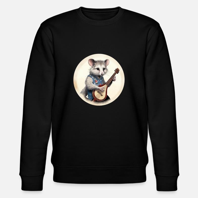 Opossum spielt Banjo - Stanley/Stella Unisex Bio-Sweatshirt CHANGER  - Schwarz