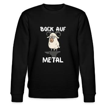 Lust auf Metal – Cartoon-Schaf für Metalfans - Stanley/Stella Unisex Bio-Sweatshirt CHANGER  - Schwarz - Vorne - Nik (191cm) & Marisol (170cm)