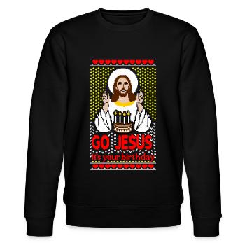 Go Jesus its your Birthday Ugly Christmas Xmas - Stanley/Stella CHANGER Unisex Organic Sweatshirt - black - Front - Nik (191cm) & Marisol (170cm)