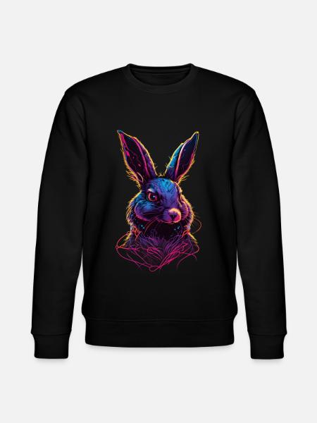 Rabbit Synthwave 80 s gift - Stanley/Stella CHANGER Unisex Organic Sweatshirt - black