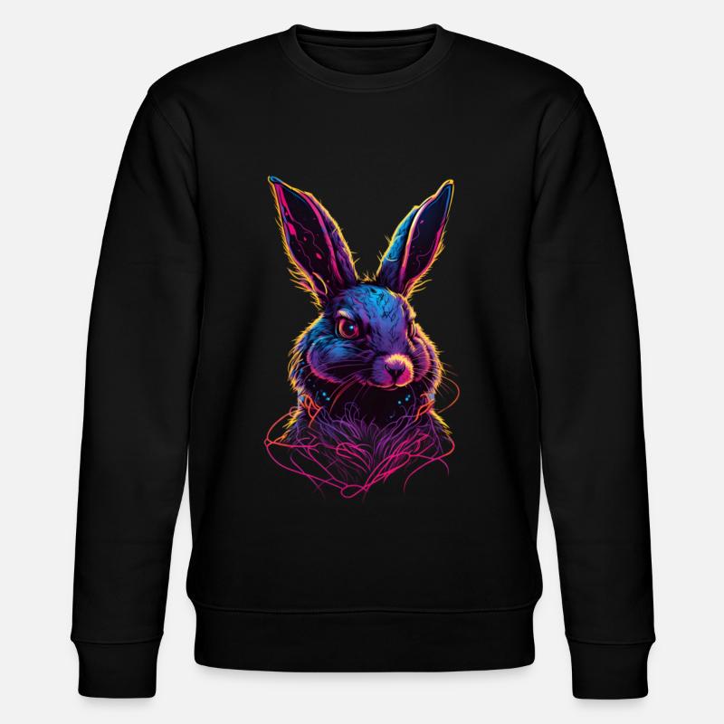 Rabbit Synthwave 80 s gift - Stanley/Stella CHANGER Unisex Organic Sweatshirt - black