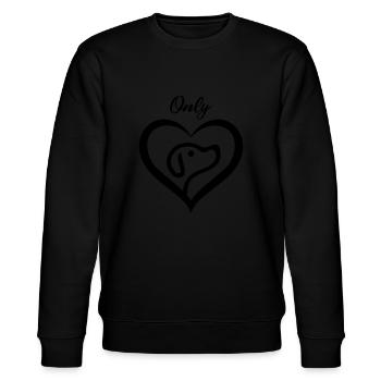 ONLY LOVE AND FRIEND DOG - Stanley/Stella Unisex Bio-Sweatshirt CHANGER  - Schwarz - Vorne - Nik (191cm) & Marisol (170cm)
