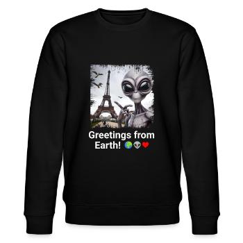 Aliens in Paris - Eine galaktische Selfie-Geschichte - Stanley/Stella Unisex Bio-Sweatshirt CHANGER  - Schwarz - Vorne - Nik (191cm) & Marisol (170cm)