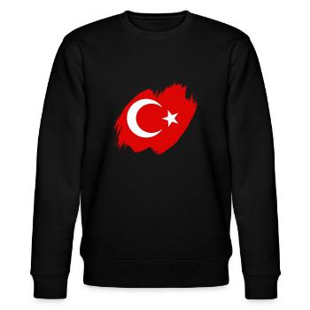 Drapeau de Turquie Utilisé Look Drapeau Turc Vintage - Sweat bio CHANGER Stanley/Stella Unisexe - noir - Devant - Nik (191cm) & Marisol (170cm)