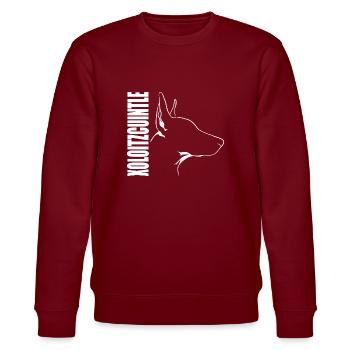 XOLOITZCUINTLE Xolo Hund Hunde Nackthund Wilsigns - Stanley/Stella Unisex Bio-Sweatshirt CHANGER  - Burgunderrot - Vorne - Nik (191cm) & Marisol (170cm)