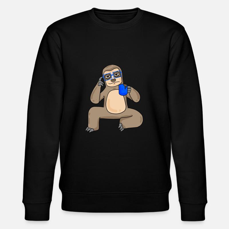Paresseux avec verres et café - Sweat bio CHANGER Stanley/Stella Unisexe - noir