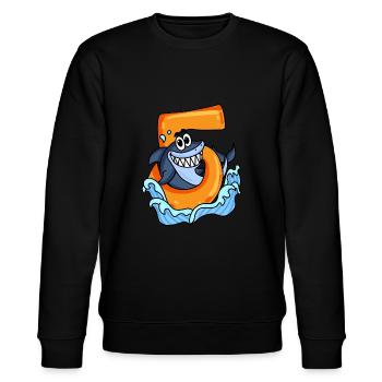 5 years old - shark - Stanley/Stella CHANGER Unisex Organic Sweatshirt - black - Front - Nik (191cm) & Marisol (170cm)