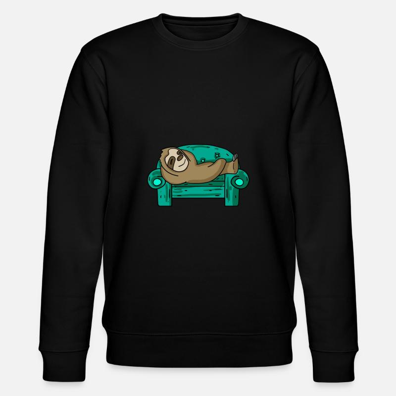 Faultier lustig auf Sofa Geschenk - Stanley/Stella Unisex Bio-Sweatshirt CHANGER  - Schwarz