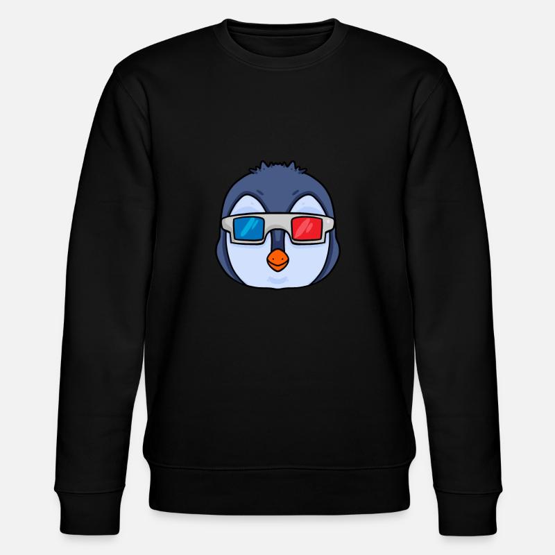Pinguin mit 3 Brille - Stanley/Stella Unisex Bio-Sweatshirt CHANGER  - Schwarz