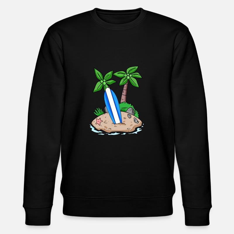 Insel mit Surfbrett - Stanley/Stella Unisex Bio-Sweatshirt CHANGER  - Schwarz