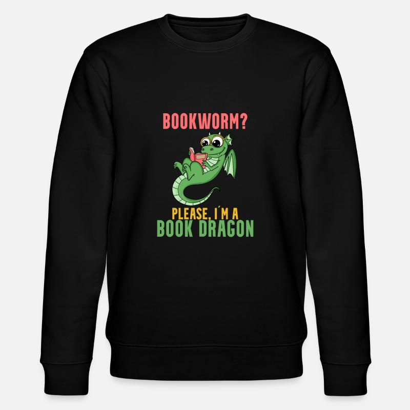 Bücher Drache Geschenk - Stanley/Stella Unisex Bio-Sweatshirt CHANGER  - Schwarz