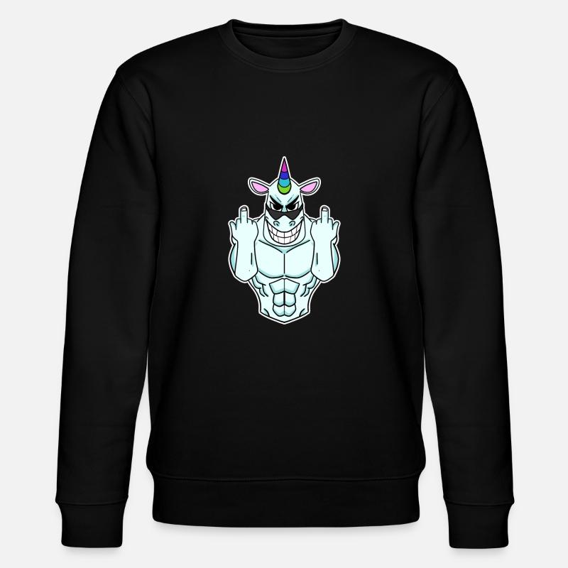 Einhorn Mittelfinger - Stanley/Stella Unisex Bio-Sweatshirt CHANGER  - Schwarz
