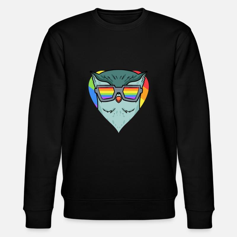 LGBT Tier Eule Regenbogen - Stanley/Stella Unisex Bio-Sweatshirt CHANGER  - Schwarz