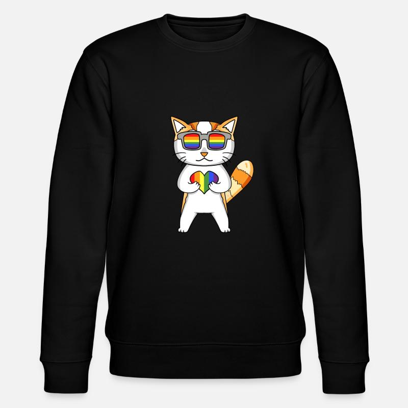 LGBT Katze Regenbogen - Stanley/Stella Unisex Bio-Sweatshirt CHANGER  - Schwarz